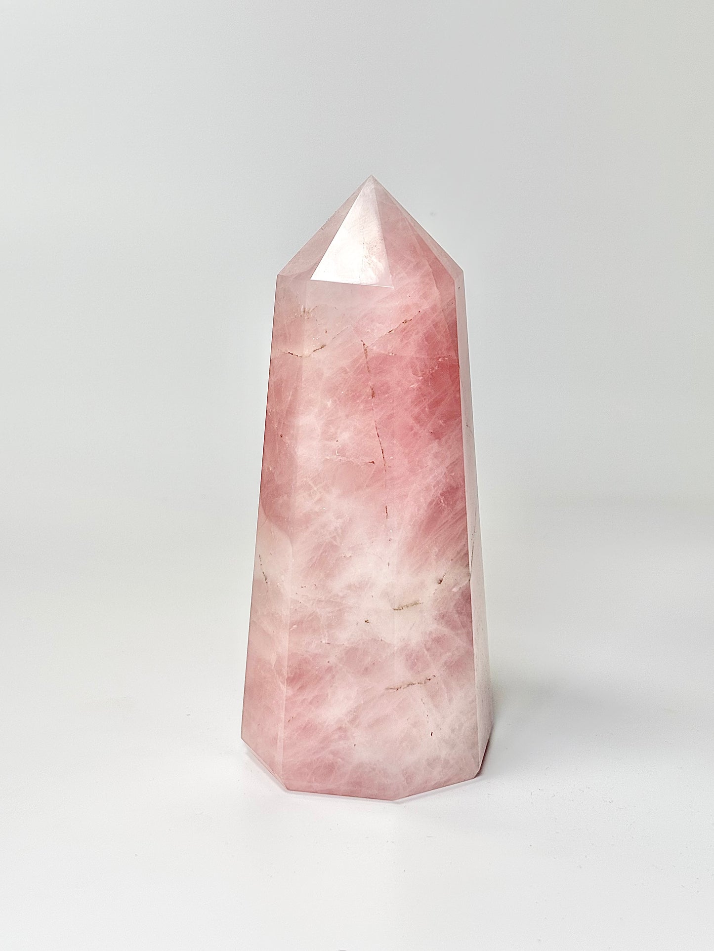 Eight Facet Rose Quartz Tower – 865g - Elegance, Warmth & Gentle Charm