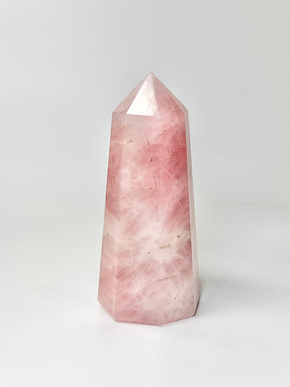 Eight Facet Rose Quartz Tower – 865g - Elegance, Warmth & Gentle Charm