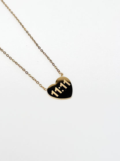 11:11 Heart Pendant Necklace | Gold-Plated Stainless Steel | The Lilith Store