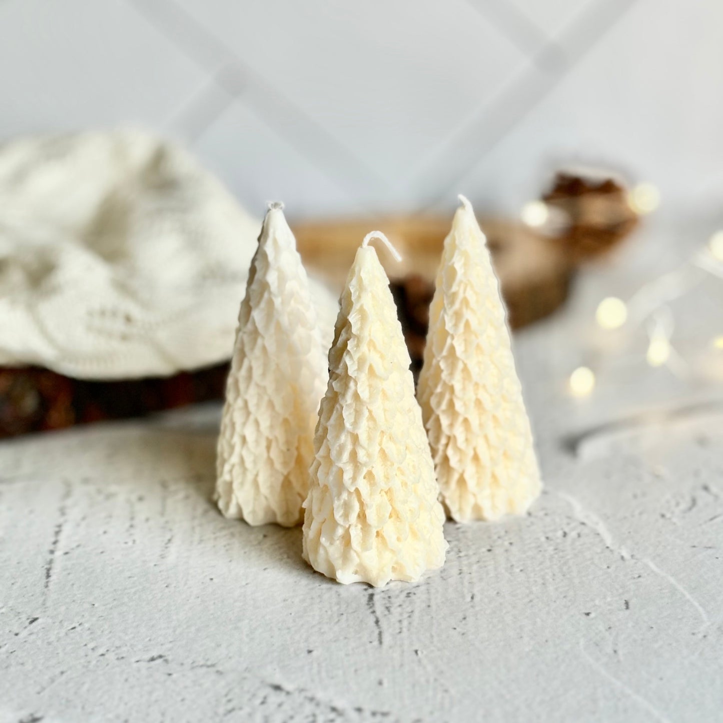 White Leaf Down Christmas Tree Soy Scented Candle | Pack of 3