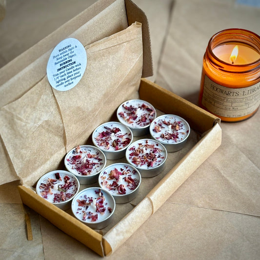 Rose Petal Infused Soy Wax Tealight Candles – Unscented