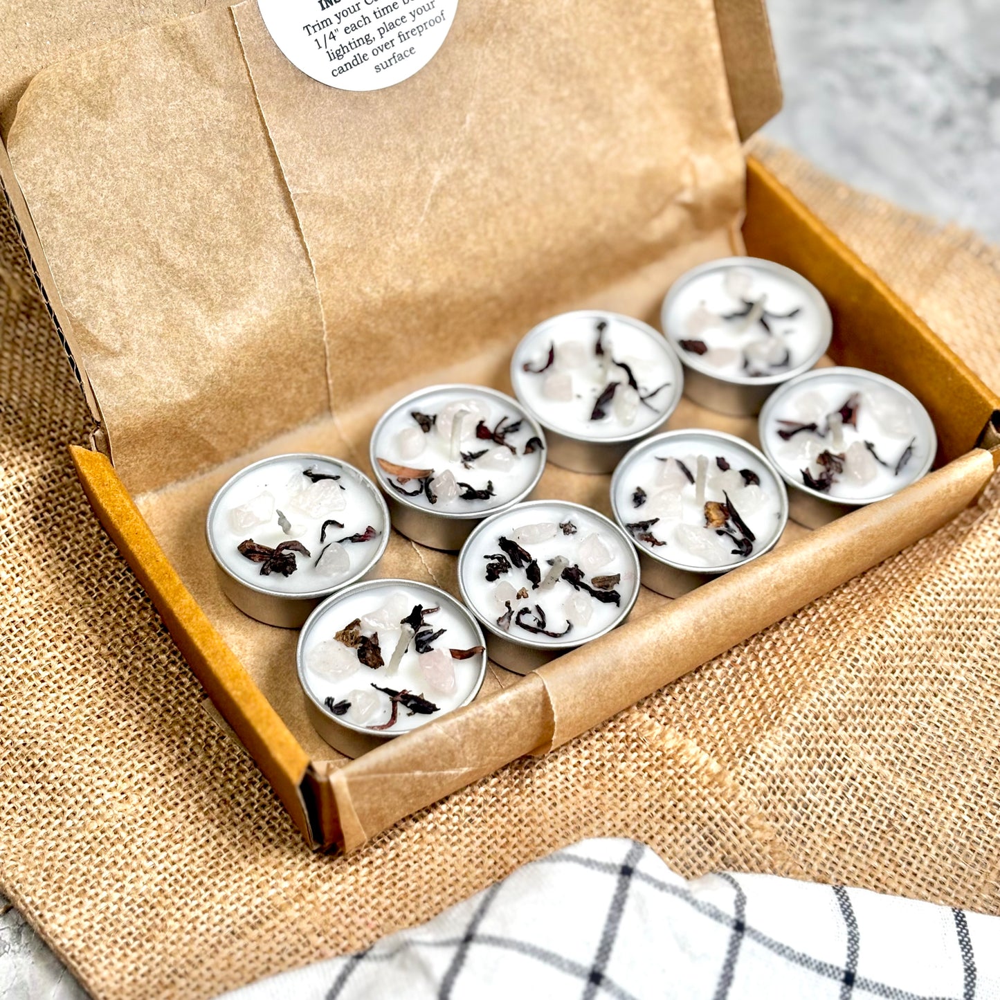 Hibiscus & Rose Quartz Soy Tealight Candle