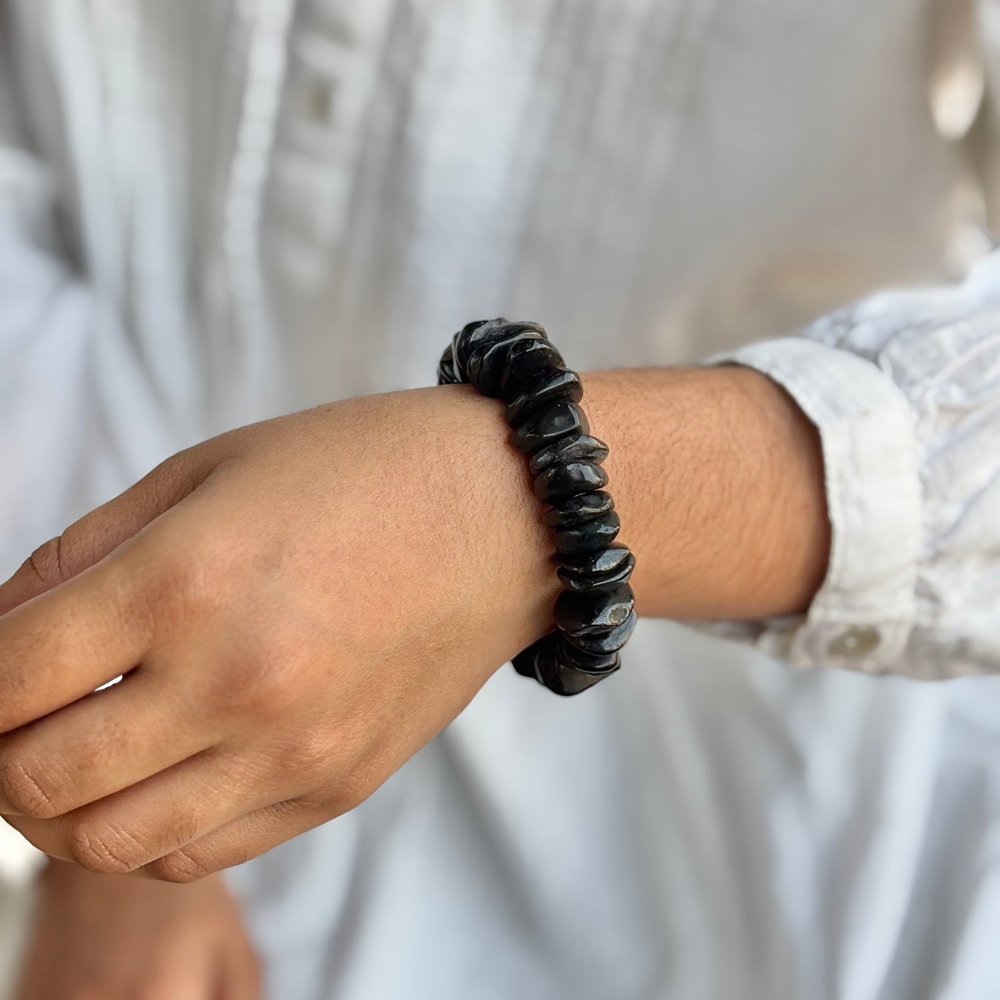 Black Tourmaline Chips Bracelet | Stone of Protection