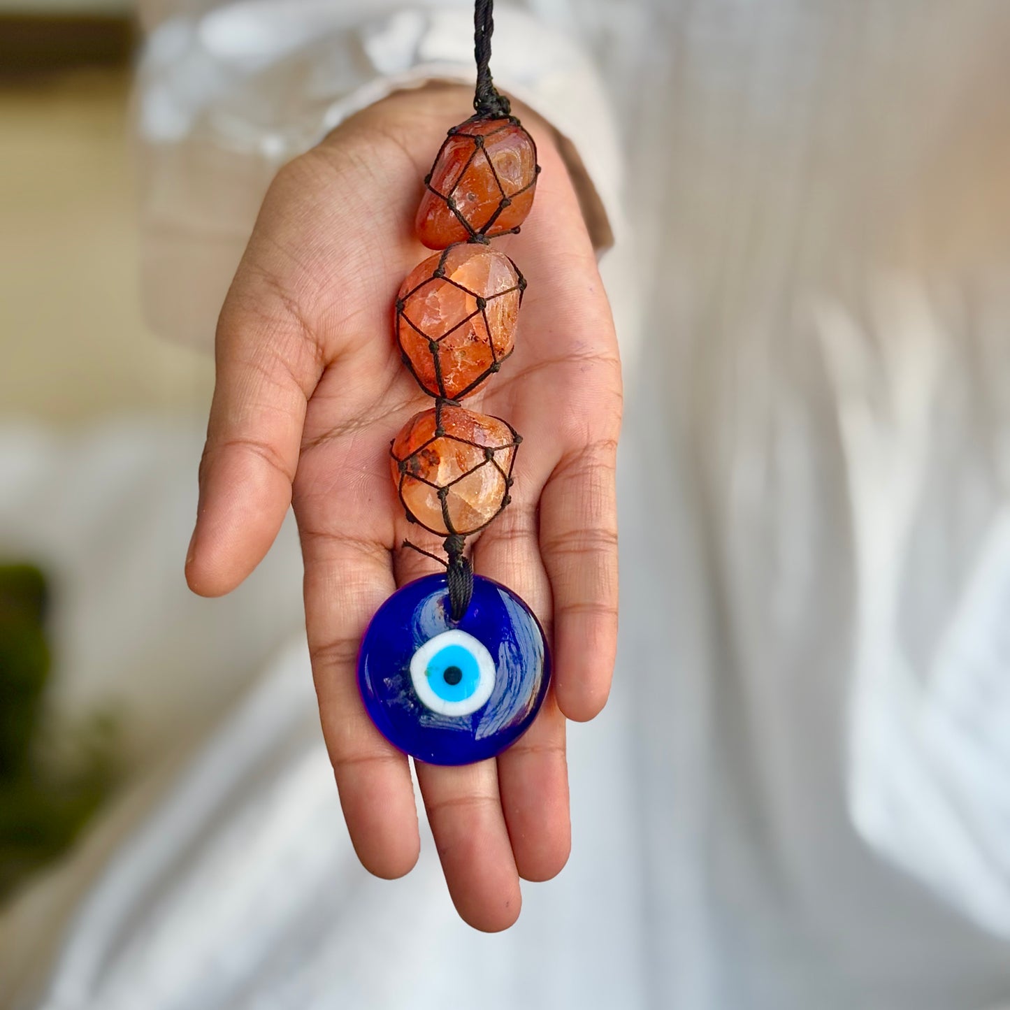 Orange Carnelian with Evil Eye Door Hanging | Hanger | Dangler - Opportunities & Courage