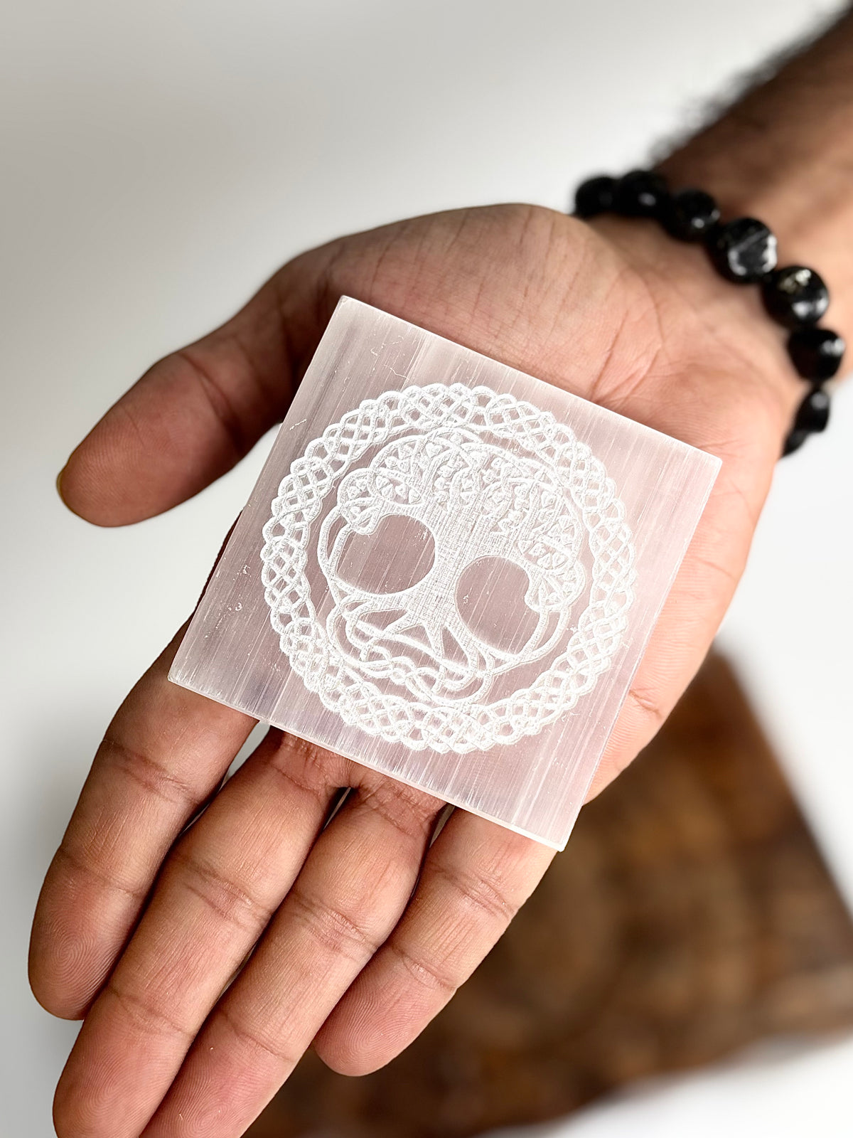 Tree of Life Selenite Square Plate