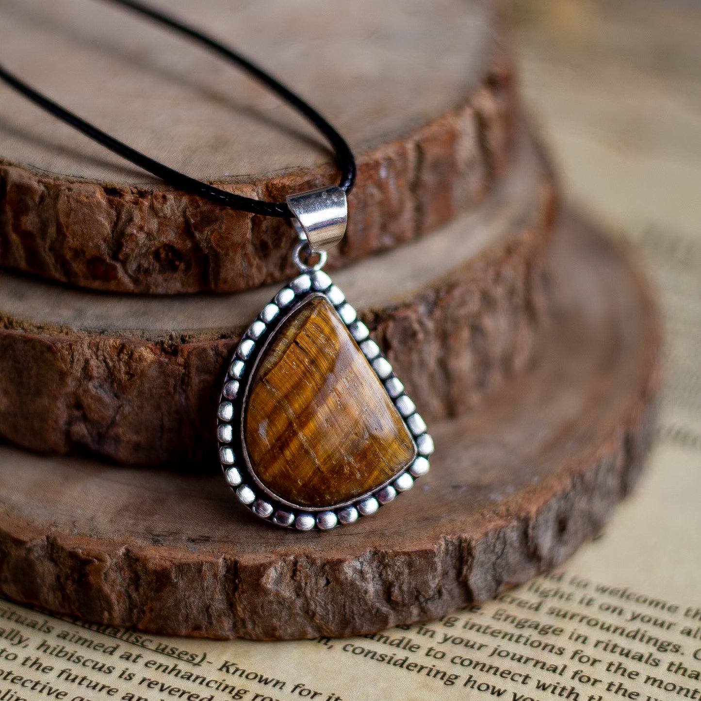 Tiger's eye Pendant with Cord | Wealth & Fortune