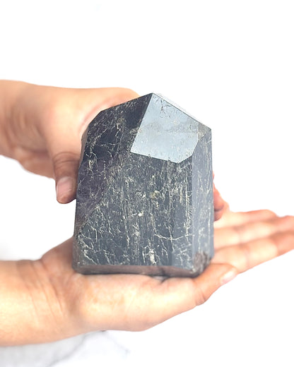 Black Tourmaline Irregular Towers | Mica Inclusion - 950 Gm | Stone of Protection