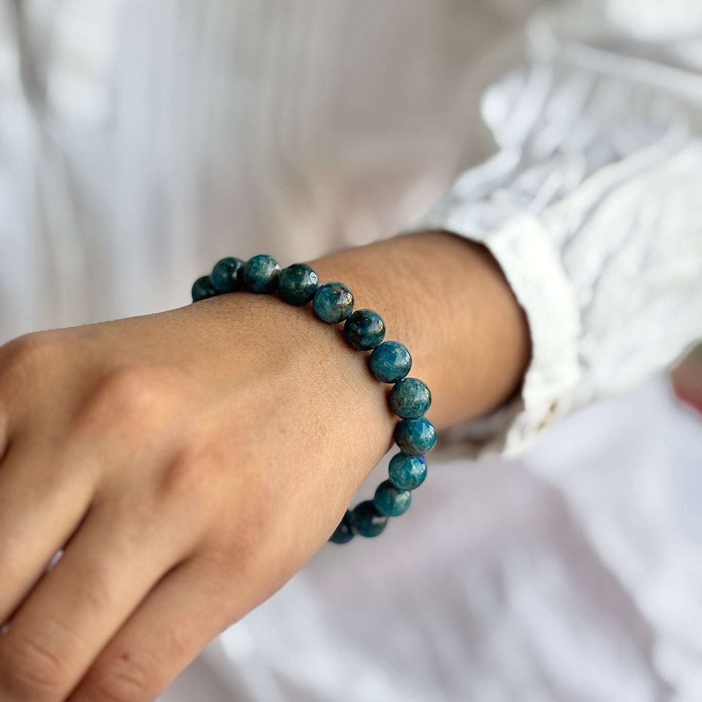 Blue Apatite Bracelet - 9mm | Stone of Motivation