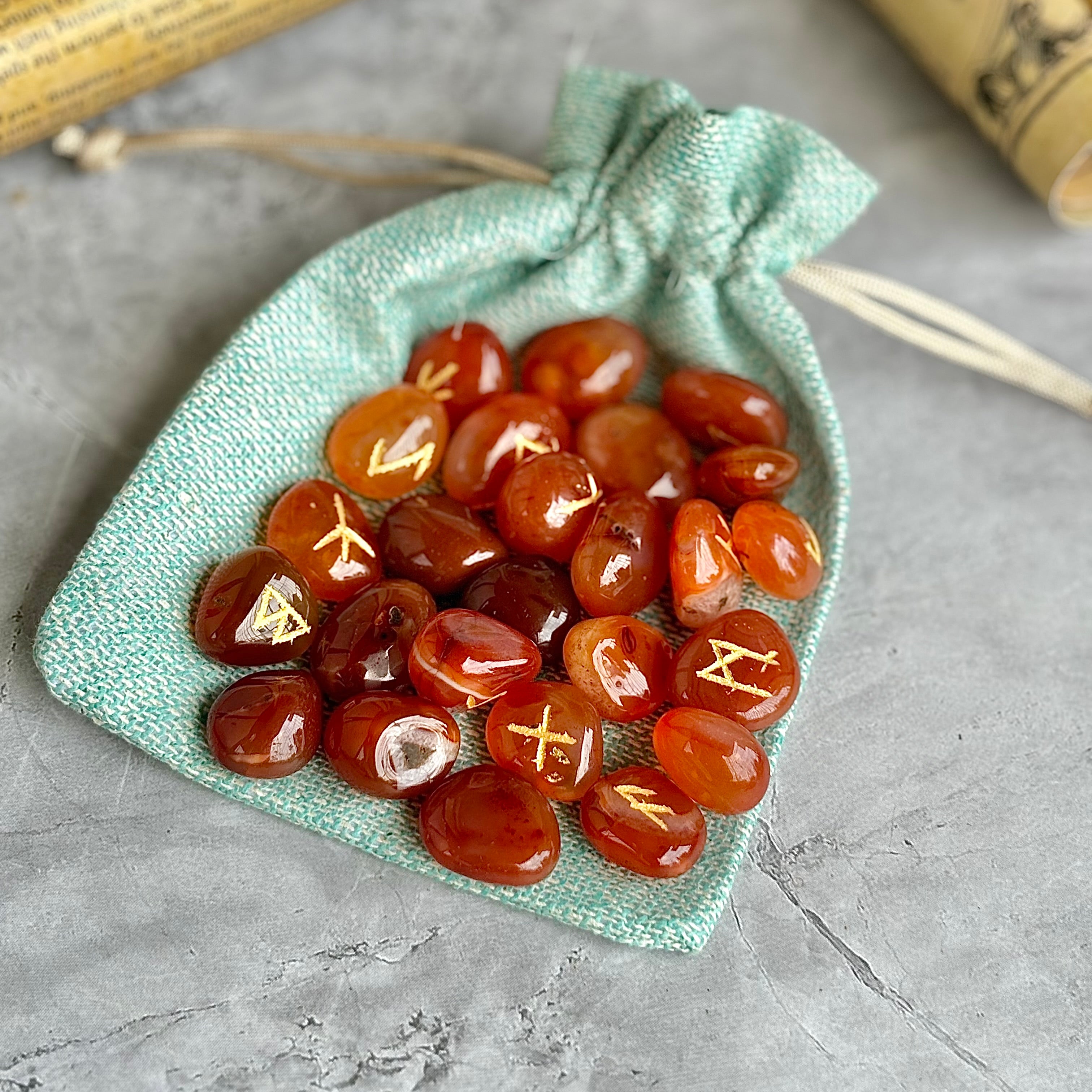 Orange Carnelian Rune Set with Instruction | Creativity & Vitality ...