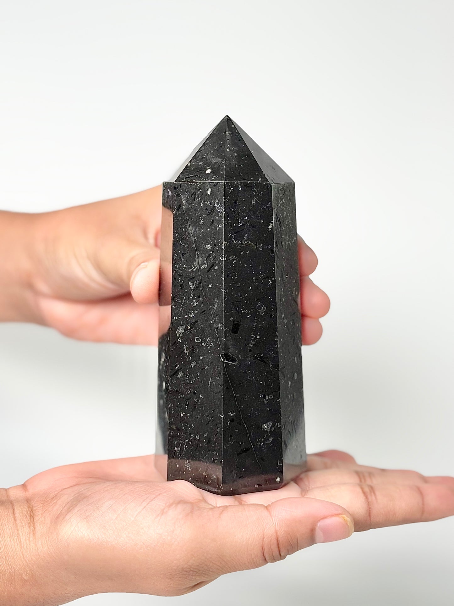 Eight Facet Black Tourmaline Tower – 550g - Bold Presence & Timeless Design