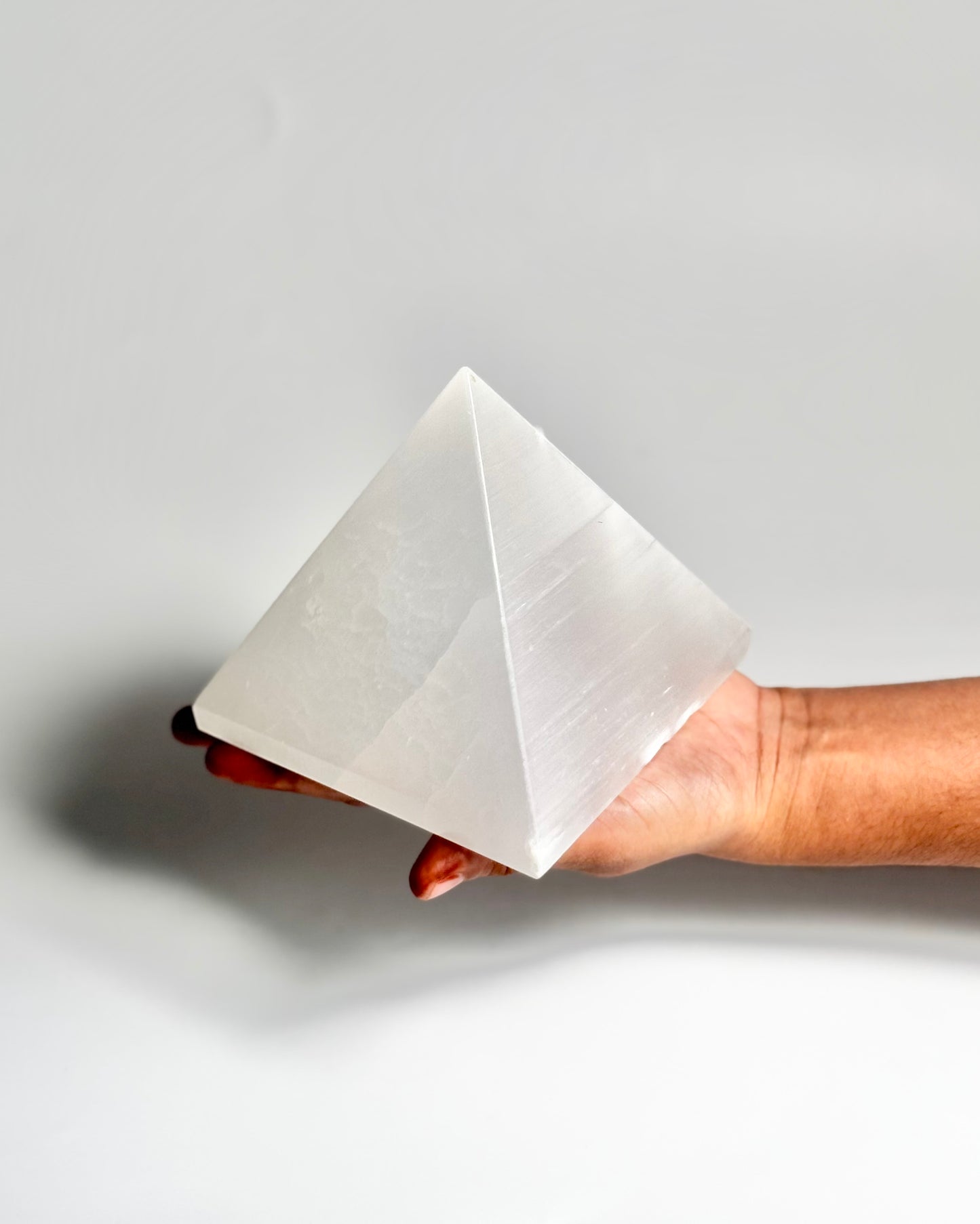 Large Satin Spar Pyramid (Commonly Known as Selenite) – Clarity, Calm & Elegant Energy Décor