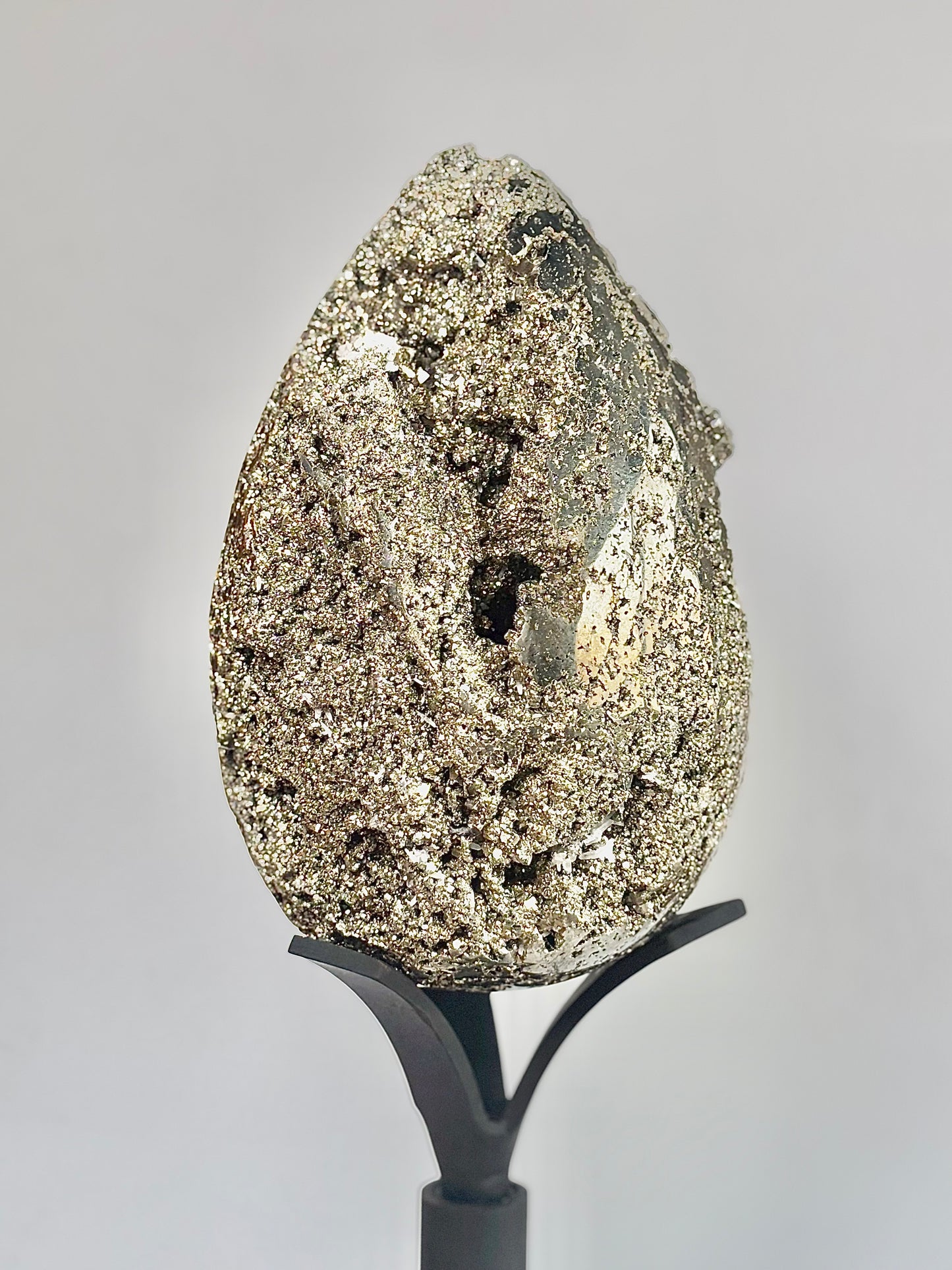 Extra Large Peruvian Pyrite Druzy Egg Carving 8.4 Kg – Abundance & Prosperity