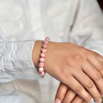 AAA Rhodochrosite Bead Bracelet - 8mm | Encourages Joy & Optimism