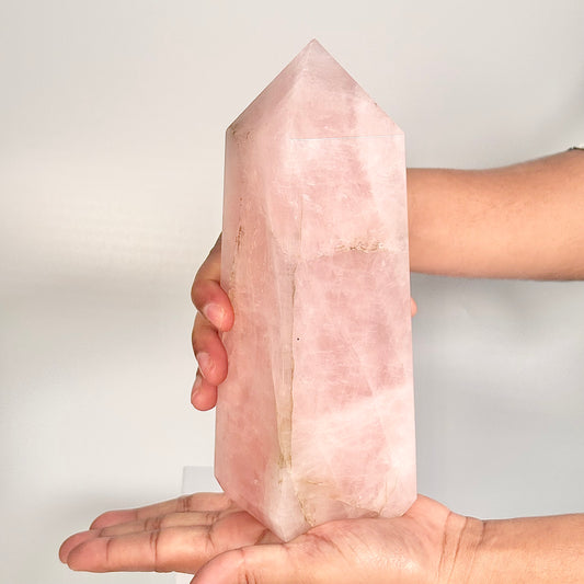 Rose Quartz Four-Facet Tower – 1320g - Attract Love • Heal Emotionally • Radiate Compassion