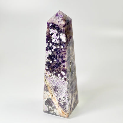 Four Facet Chevron Amethyst Tower – 1.1kg - Amplified Intuition & Focused Healing