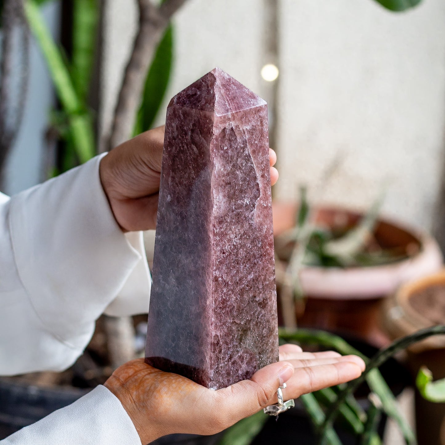 Strawberry Quartz XXL Tower - 1080 Gm | Helps with Feeling of Stress, Depression & worry