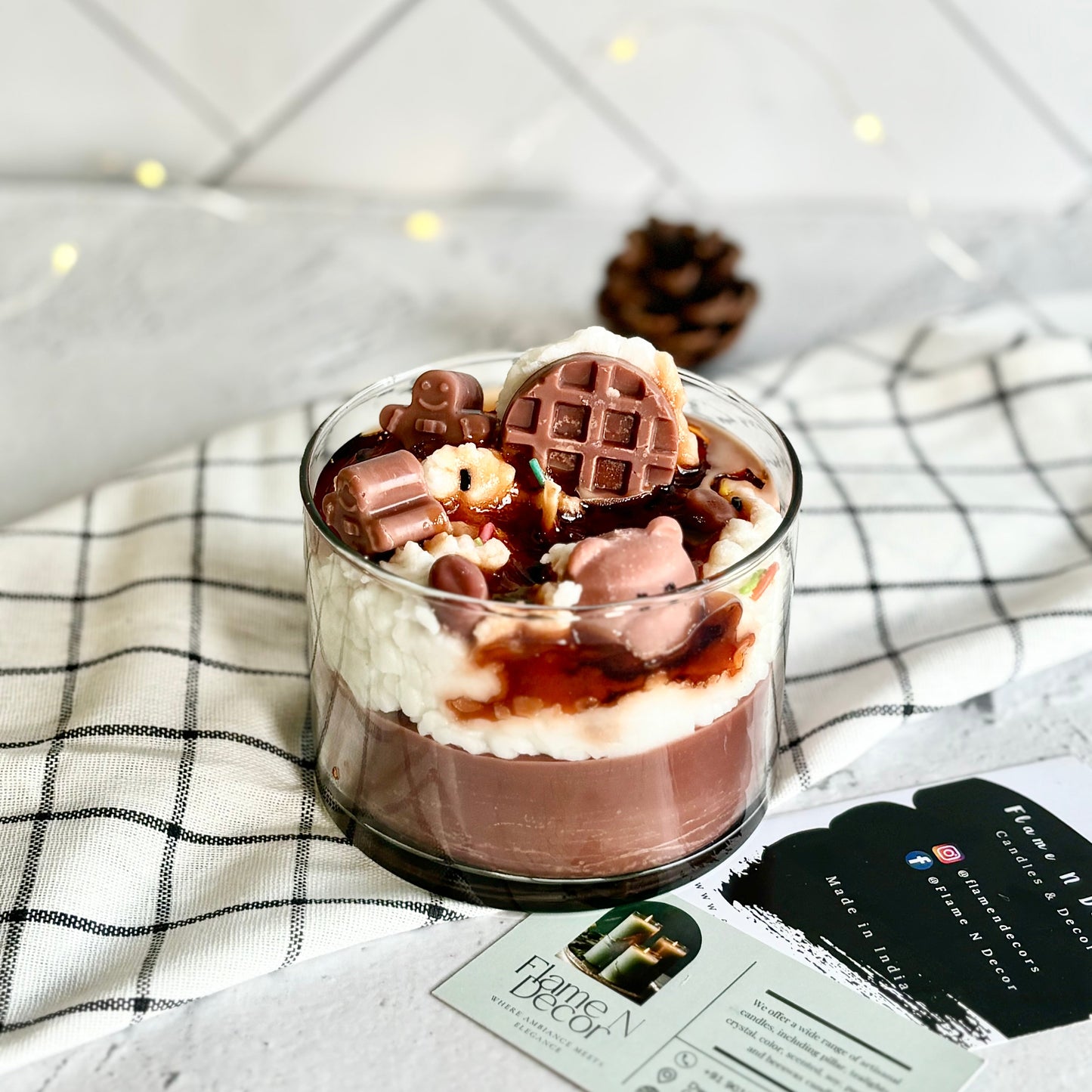Coffee & Vanilla Dessert Bowl Topped with Cream & Waffle Soy Scented Candle