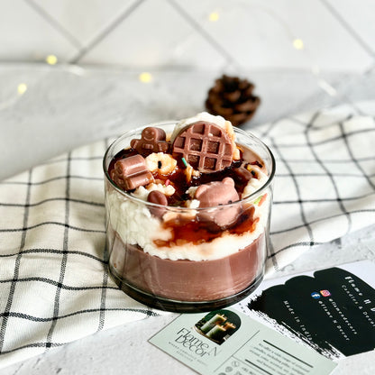 Coffee & Vanilla Dessert Bowl Topped with Cream & Waffle Soy Scented Candle