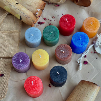 Pack of 11 Paraffin Wax Pillar Candles (2 Inch) – Assorted Ritual & Décor Colours