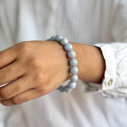 Angelite Bead Bracelet - 10mm | Stone to Connect with Spirit Guides