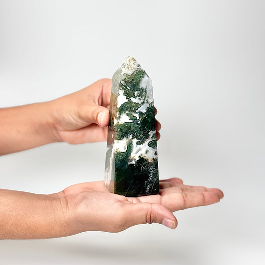 Four Facet Moss Agate Tower – 401 - Nature-Inspired Calm & Grounded Beauty