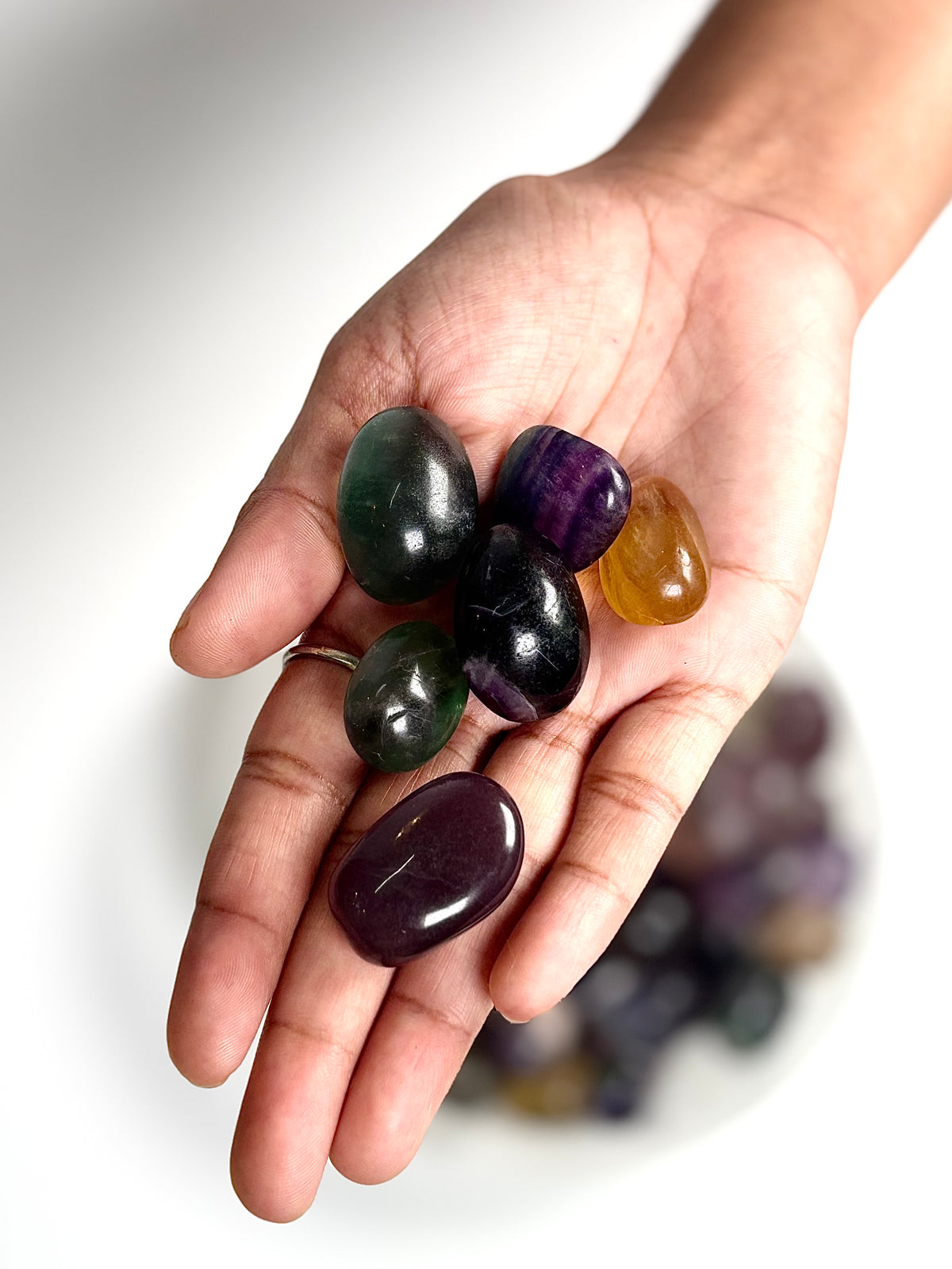 Natural Multi Fluorite Tumble Stone