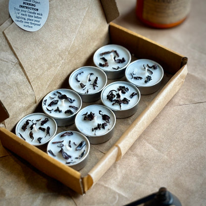 Hibiscus Infused Soy Wax Tealight Candles – Unscented (Pack of 8)