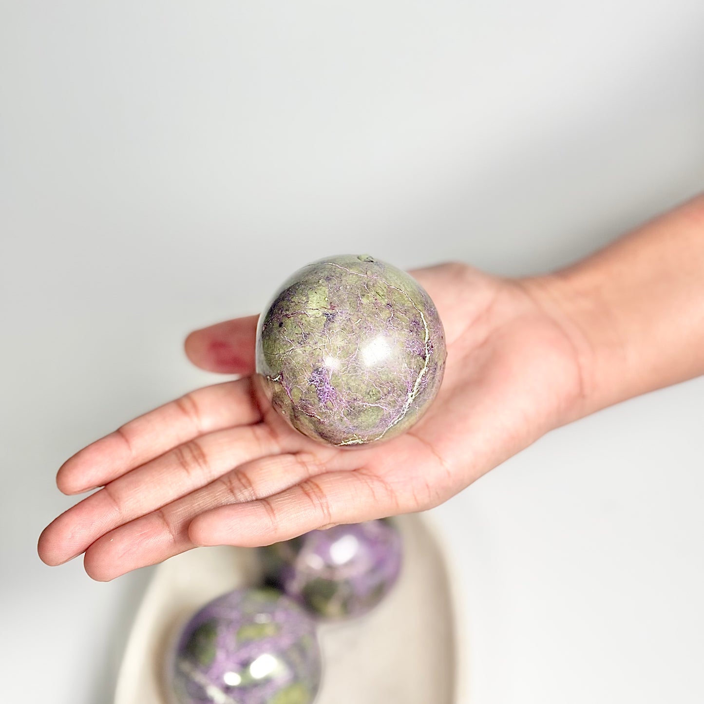 Stichtite Sphere with Green & Purple Inclusions -  Soothe the Soul • Open the Heart • Embrace Spiritual Wisdom