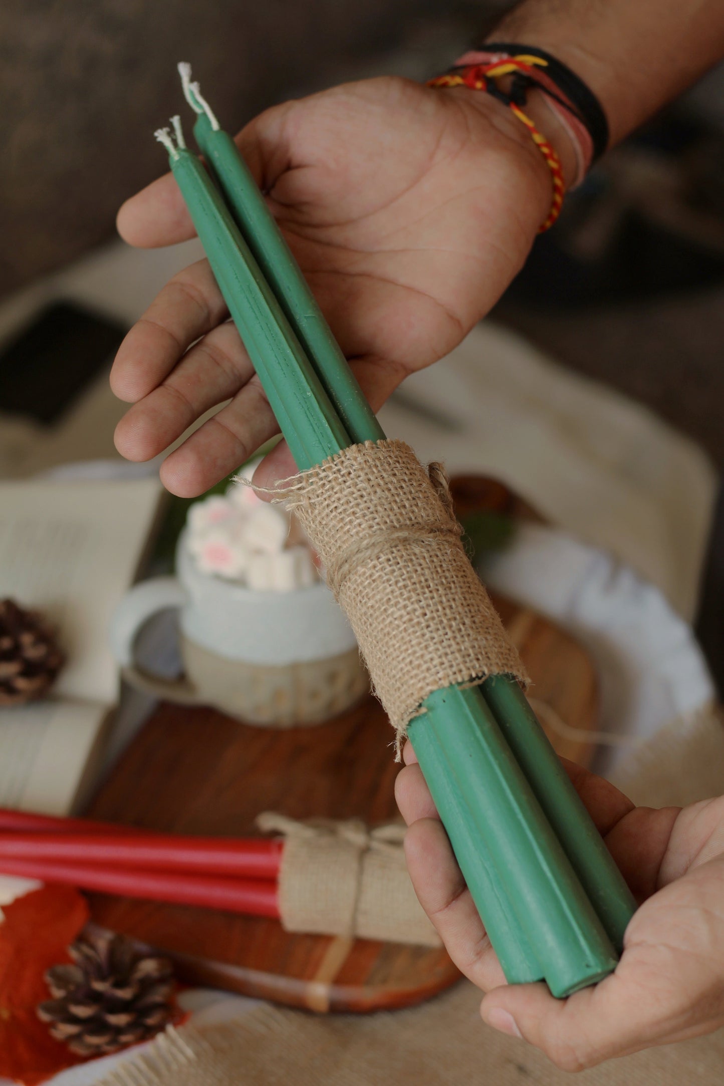 Green Taper Candle | Set of 10