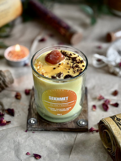 Sekhmet Altar Candle – 200 g Soy Wax Jar Candle for Ritual & Devotion