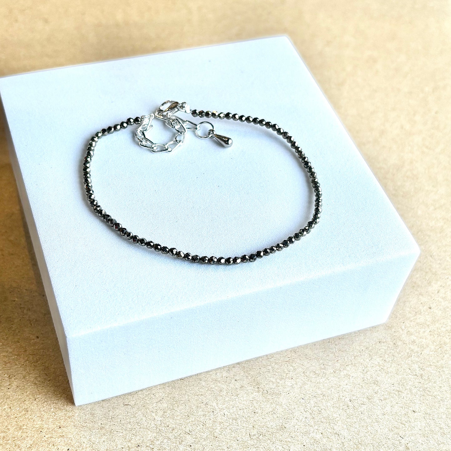 Pyrite Crystal Anklet – Confidence & Abundance | Adjustable Handcrafted Anklet