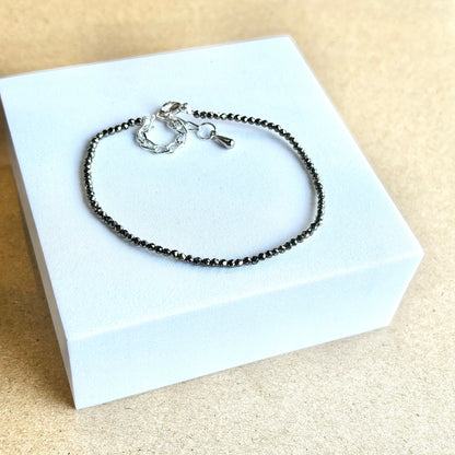 Pyrite Crystal Anklet – Confidence & Abundance | Adjustable Handcrafted Anklet