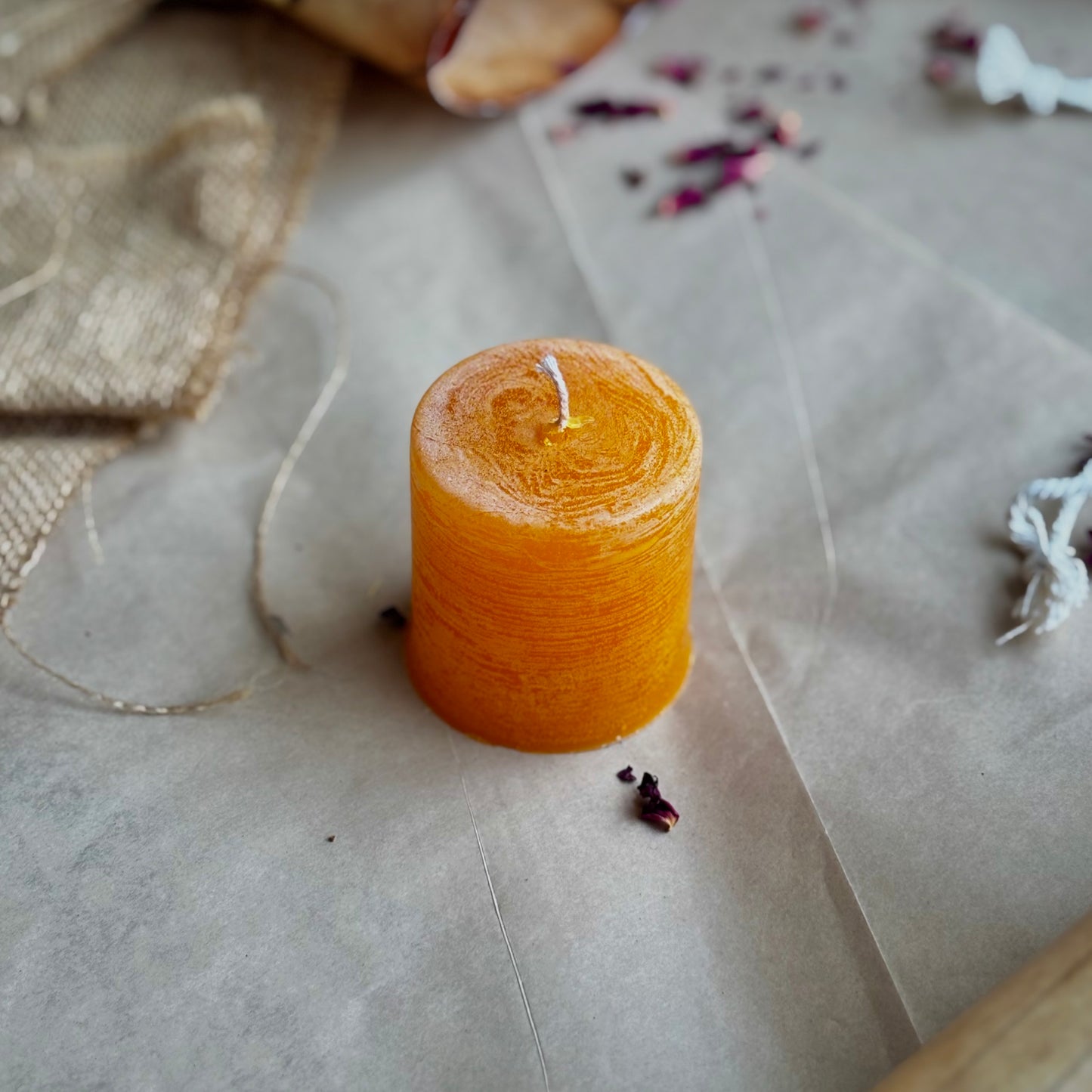 Orange Pillar Candle 2 Inch – Paraffin Wax Ritual & Décor Candle | Pack of 4