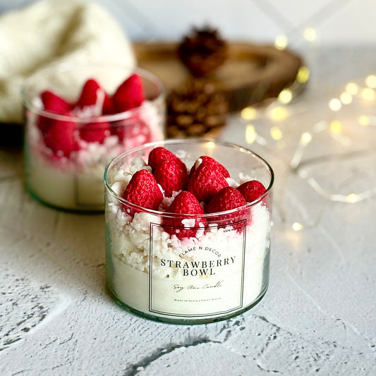 Strawberry Bowl Soy Scented Candle | Dessert Candle