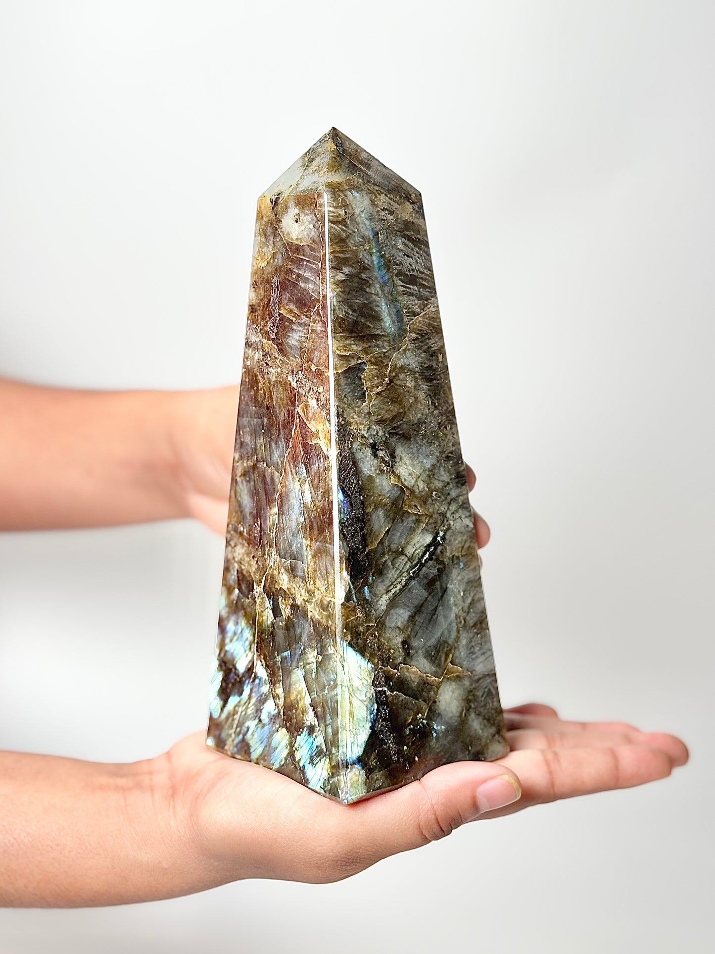Four Facet Labradorite Tower – 1.1kg - Subtle Glow & Balanced Form