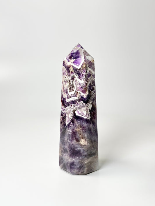 Eight Facet Chevron Amethyst Tower – 825g - Balanced Energy & Refined Clarity