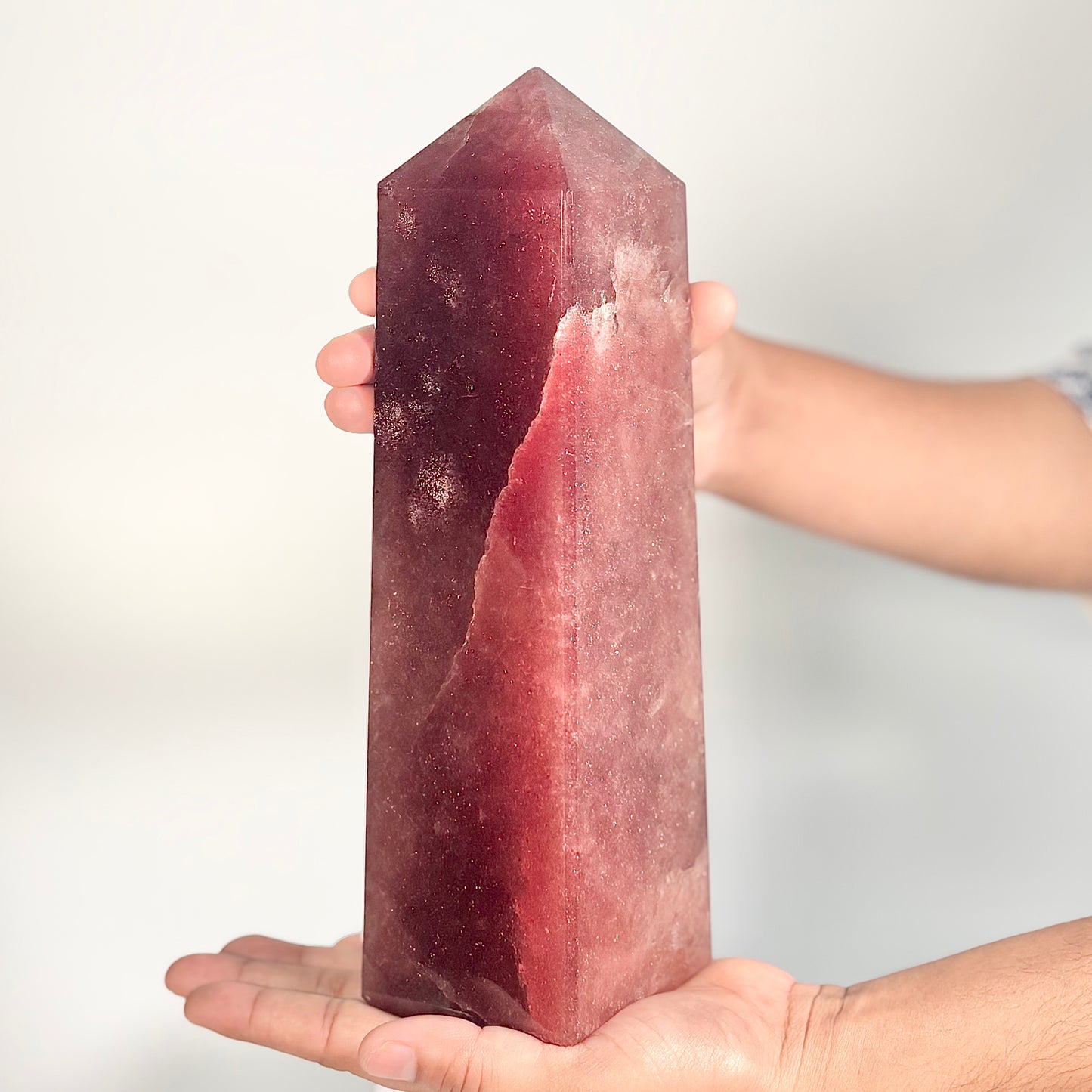 Strawberry Quartz Four-Facet Tower – 1968g - Heart Chakra • Radiate Love • Embrace Joy