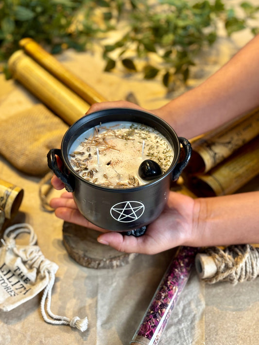 Pentacle Print Cauldron Candle | Remove Evil eye & Cleanse & Protect