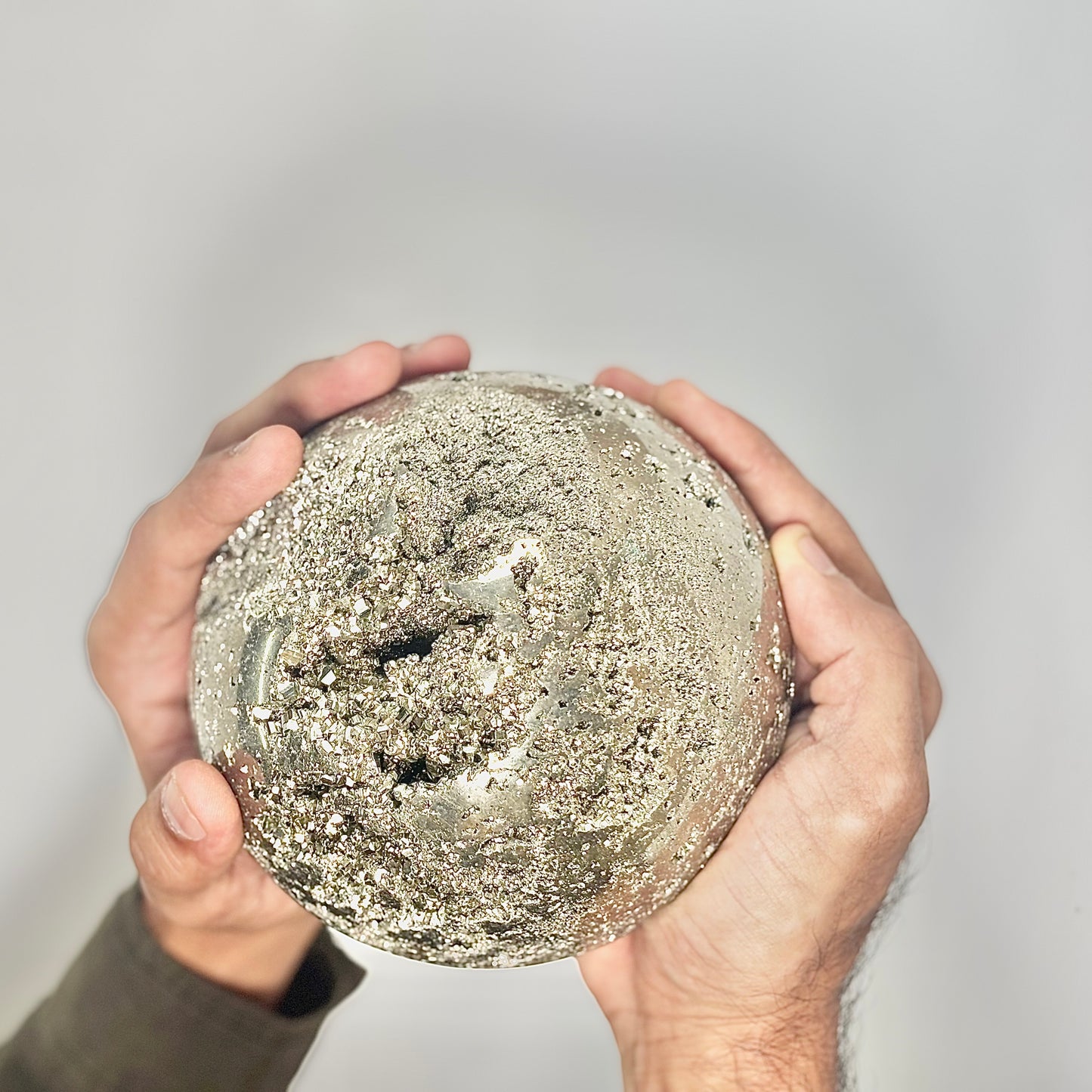 Extra Large Peruvian Pyrite Druzy Sphere 4.6 Kg – Abundance & Prosperity