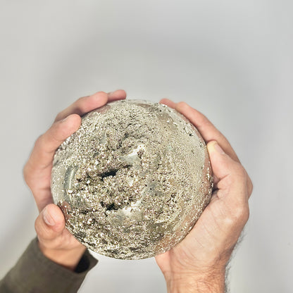 Extra Large Peruvian Pyrite Druzy Sphere 4.6 Kg – Abundance & Prosperity