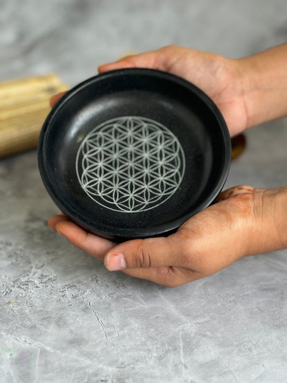 Flower of Life Print Soapstone Bowl