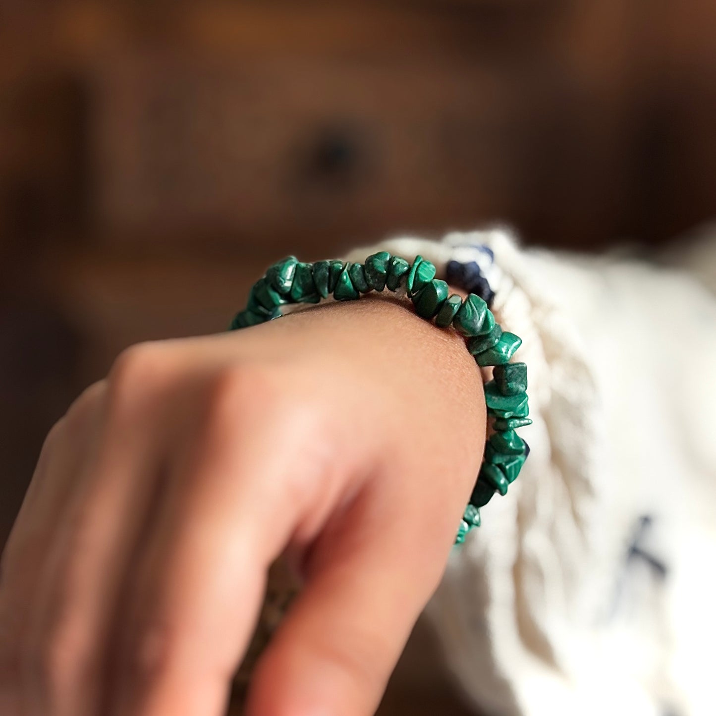 Malachite Chips Bracelet | Stone of Protection & Encouragement