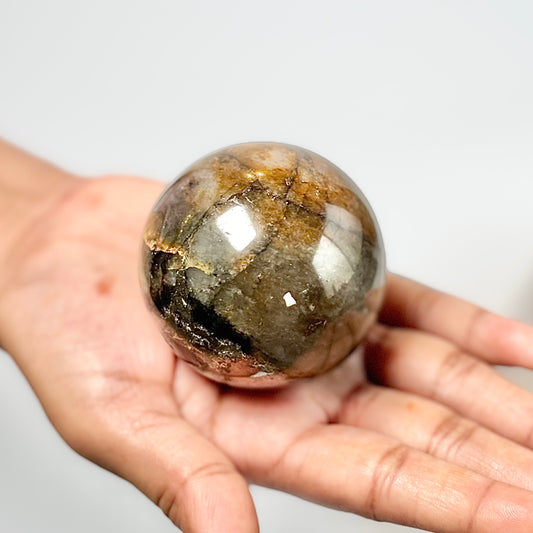 Golden Healer with Pyrite Sphere - Spiritual Growth & Prosperity