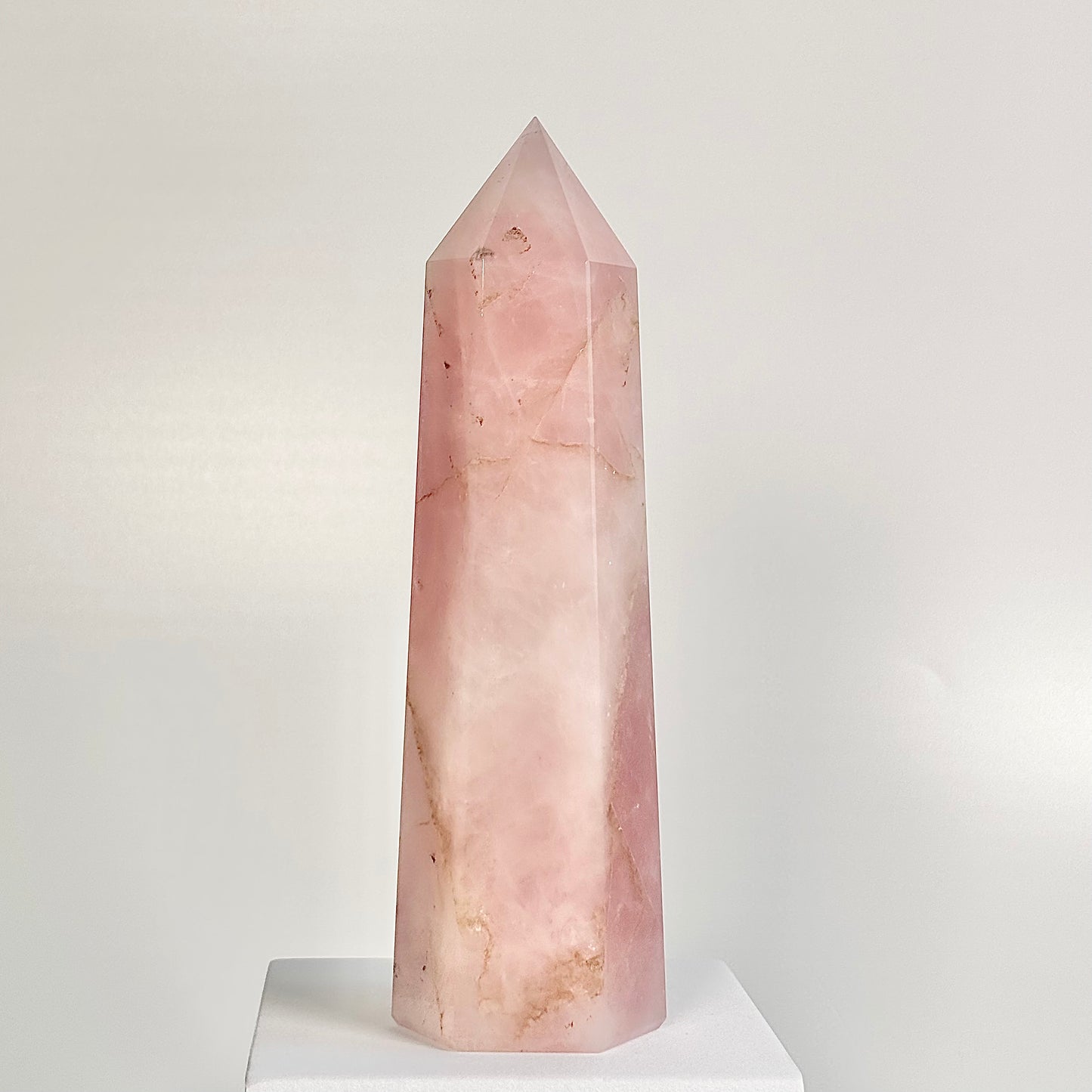 Rose Quartz Six-Facet Tower – 620g - Attract Love • Heal Emotionally • Radiate Compassion