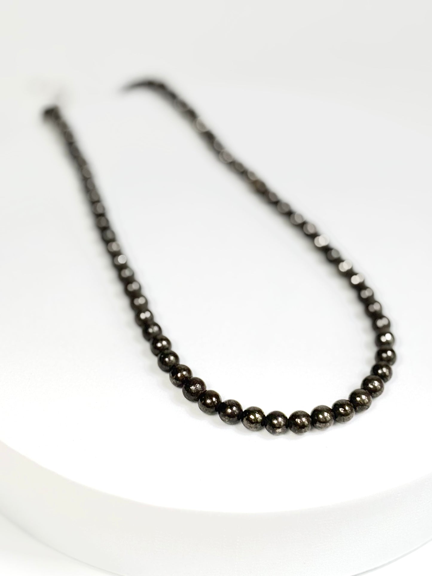 Pyrite Round Bead Necklace – Natural Stone