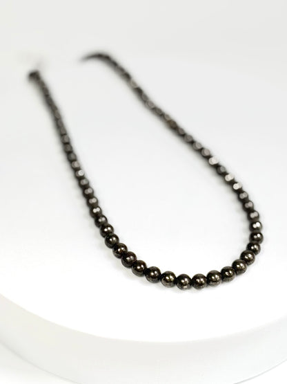 Pyrite Round Bead Necklace – Natural Stone
