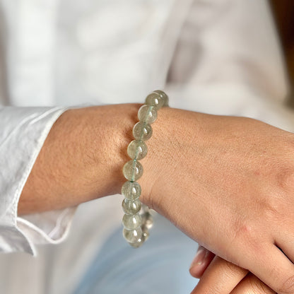 Superior Quality Green Hair Quartz Bead Bracelet - 10mm | Clear Energetic Blockages & Encourages Renewal & Growth