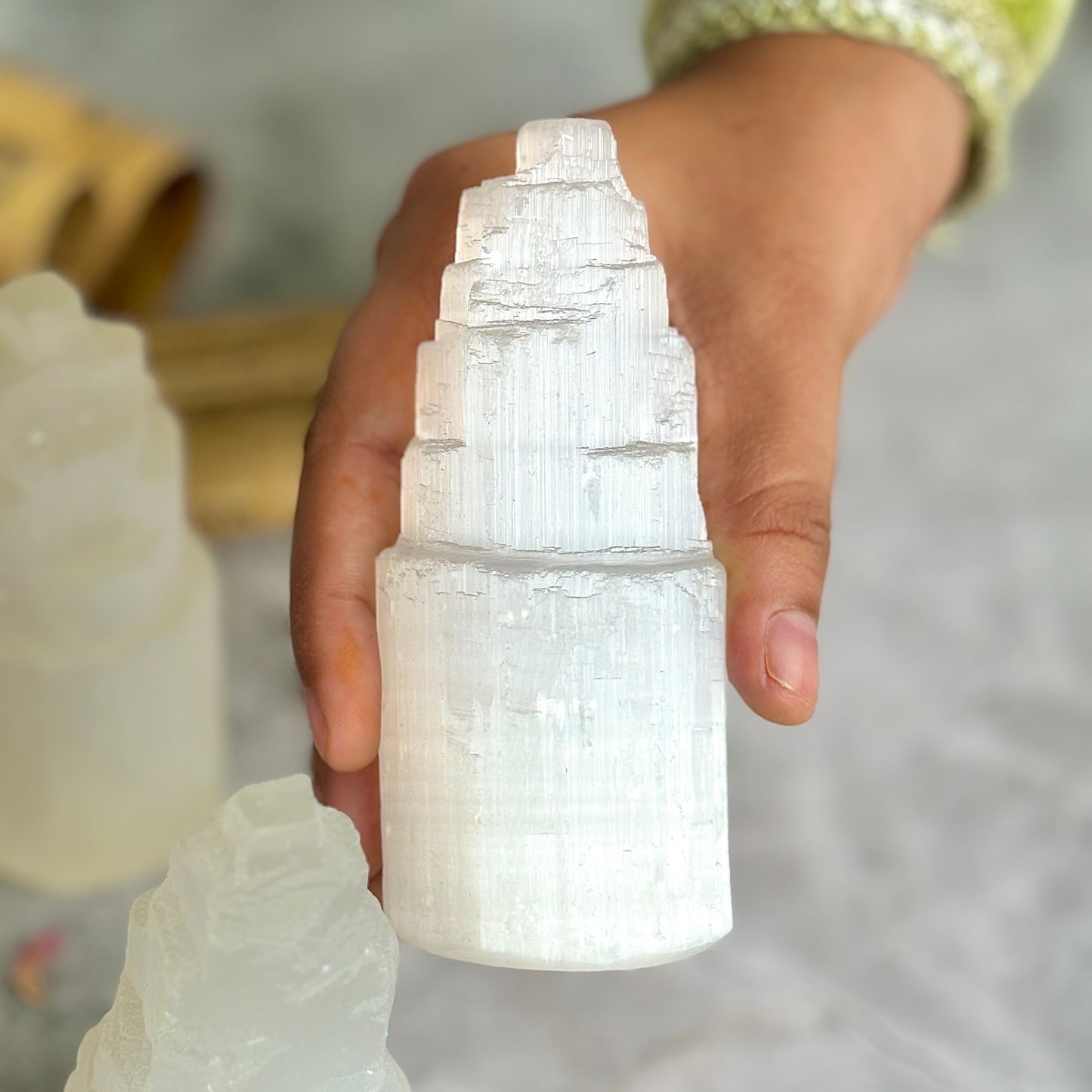 Selenite Tower (Satin Spar Selenite) | Selenite Crystal - 1 Piece | Stone for Spiritual work & Cleansing