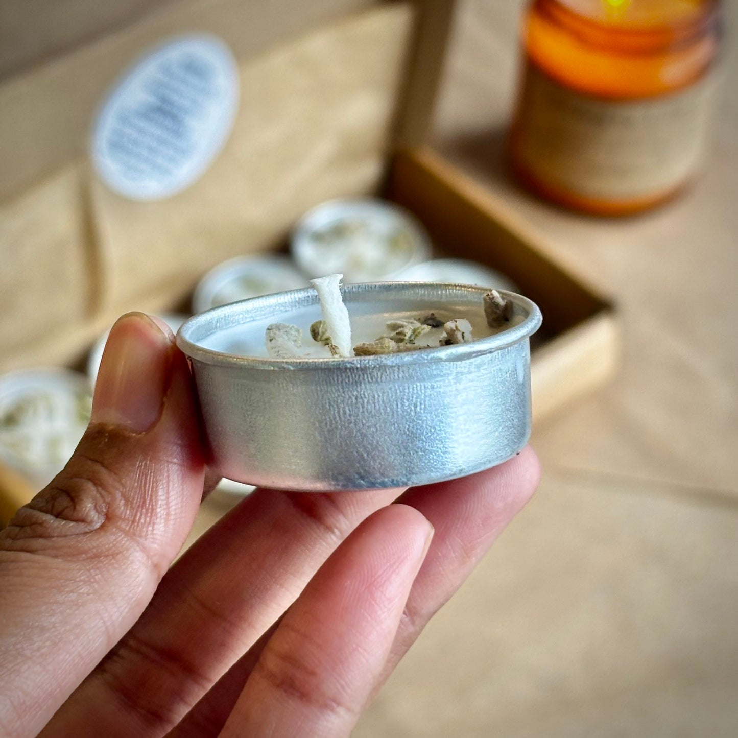 Sage Infused Soy Wax Tealight Candles – Unscented