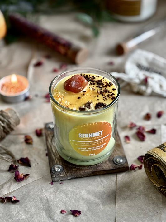 Sekhmet Altar Candle – 200 g Soy Wax Jar Candle for Ritual & Devotion